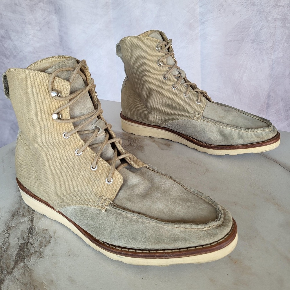 Rag & Bone Chukka Boots Mens Size 12 Beige Cotton Lined Casual Ankle Lace Up